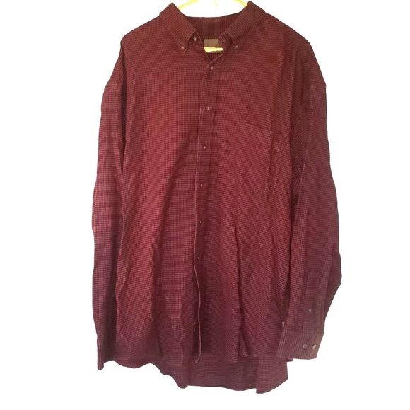 St. Johns Bay Maroon & Black LS Button Cotton XL Tall Big Tall Dad Y2K NEW - Picture 1 of 8
